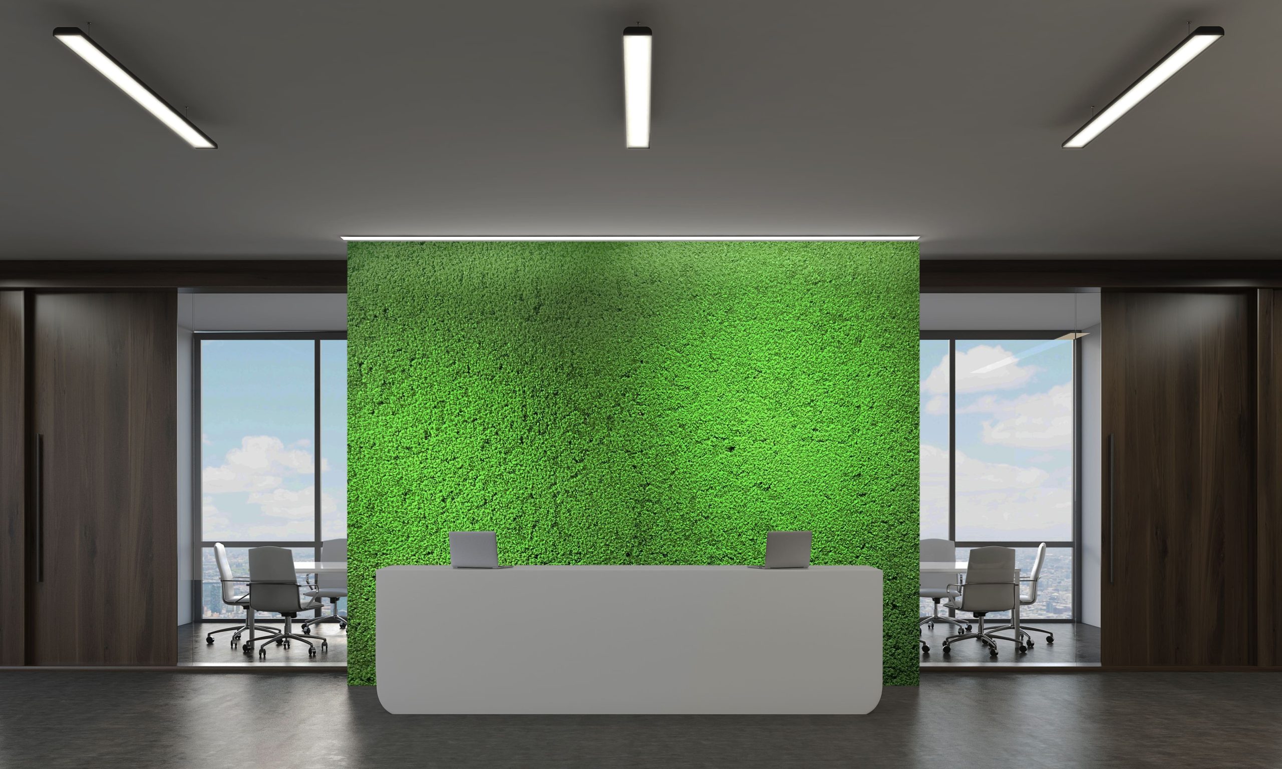 Hållbar konstgjord mossvägg för företag och kontor